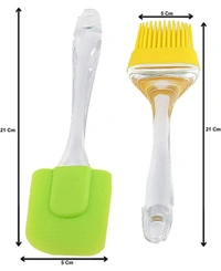 Kitchen Pastry Silicon Spatula and Oil Brush Set for Cake Mixer, Baking, Oiling, BBQ, Oven Tandoor Grilling Non Stick Cookware55%off