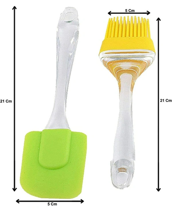 Kitchen Pastry Silicon Spatula and Oil Brush Set for Cake Mixer, Baking, Oiling, BBQ, Oven Tandoor Grilling Non Stick Cookware55%off