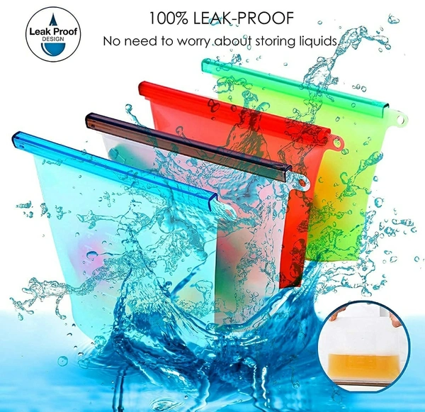 1000ml Silicone Food Bag/ Storage Airtight Bag /Reusable Storage Container Preservation Leakproof
