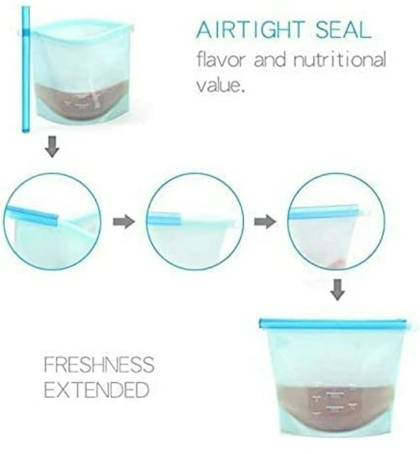 1000ml Silicone Food Bag/ Storage Airtight Bag /Reusable Storage Container Preservation Leakproof