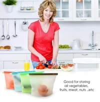1000ml Silicone Food Bag/ Storage Airtight Bag /Reusable Storage Container Preservation Leakproof