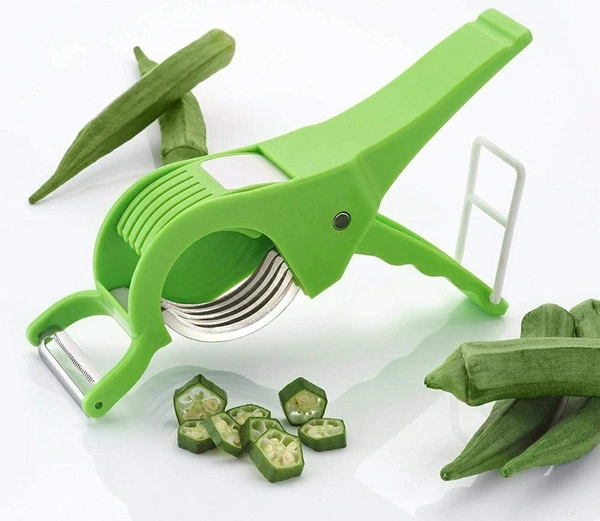 Veg Cutter Sharp Stainless Steel 5 Blade Vegetable Cutter with Peeler 2 in 1 Green60%off