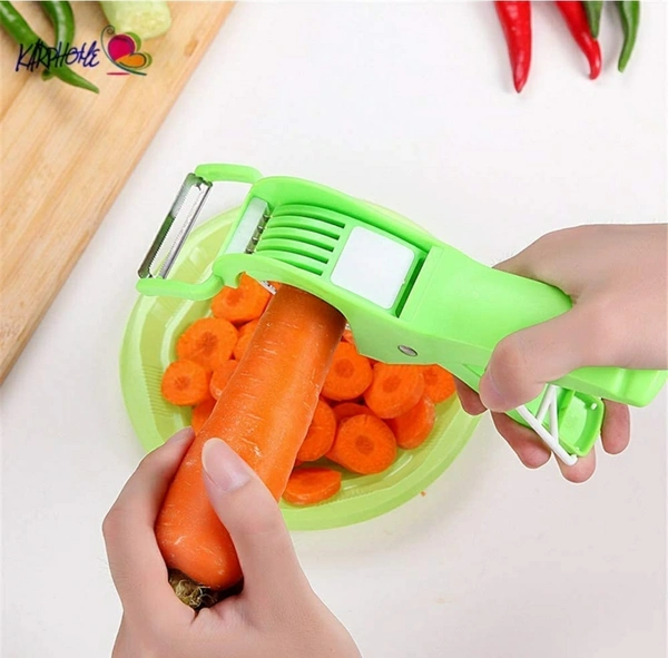 Veg Cutter Sharp Stainless Steel 5 Blade Vegetable Cutter with Peeler 2 in 1 Green60%off