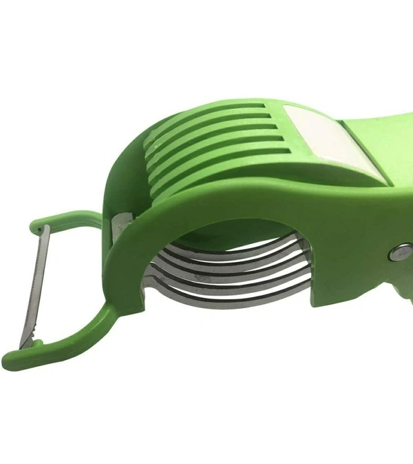 Veg Cutter Sharp Stainless Steel 5 Blade Vegetable Cutter with Peeler 2 in 1 Green60%off
