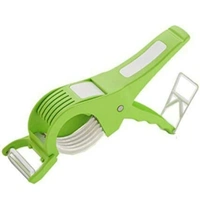 Veg Cutter Sharp Stainless Steel 5 Blade Vegetable Cutter with Peeler 2 in 1 Green60%off