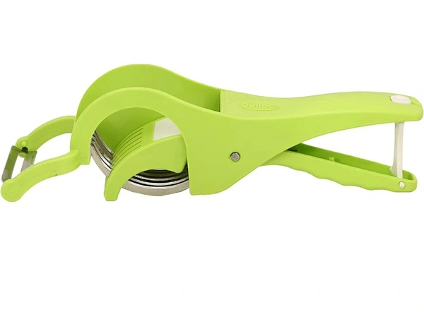 Veg Cutter Sharp Stainless Steel 5 Blade Vegetable Cutter with Peeler 2 in 1 Green60%off
