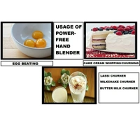 Power-Free Manual Hand Blender With Stainless Steel Blades || Cream Beater || Egg Beater || Butter Milk Churner || Lassi Churner || Soups/Dal Liquidiser - Multicolor