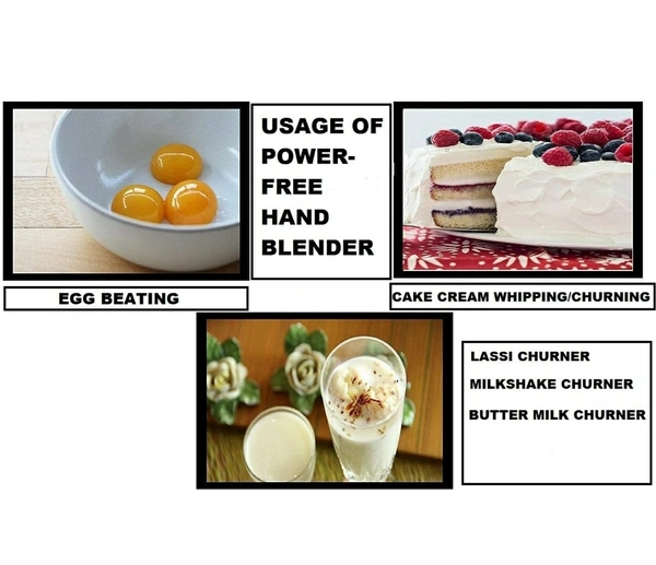 Power-Free Manual Hand Blender With Stainless Steel Blades || Cream Beater || Egg Beater || Butter Milk Churner || Lassi Churner || Soups/Dal Liquidiser - Multicolor