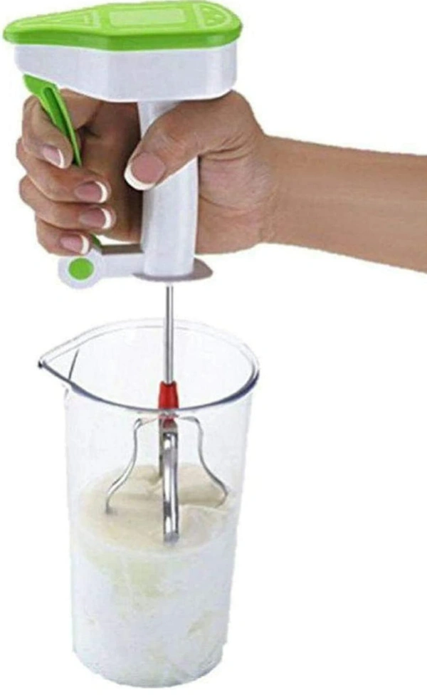 Power-Free Manual Hand Blender With Stainless Steel Blades || Cream Beater || Egg Beater || Butter Milk Churner || Lassi Churner || Soups/Dal Liquidiser - Multicolor