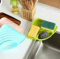 Kitchen Sink Corner Tool with Tray Storage Organizer Rack for Soap Dish Wash Basin (Plastic, Green), Pack of 1 - Green