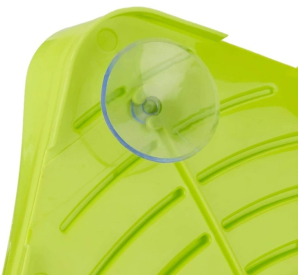 Kitchen Sink Corner Tool with Tray Storage Organizer Rack for Soap Dish Wash Basin (Plastic, Green), Pack of 1 - Green