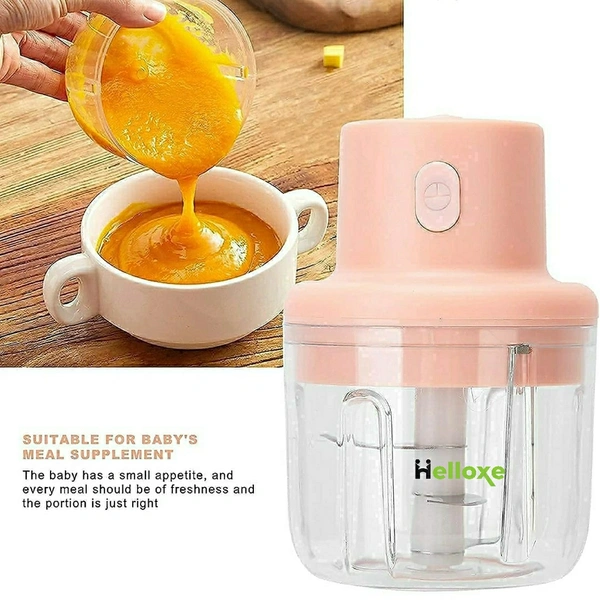 Electric Mini Food Chopper 250 ML with USB Charging for Spice Meat Vegetable Nuts Onion Pepper - Golden Grass