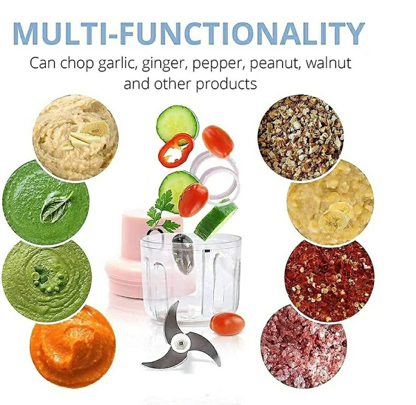 Electric Mini Food Chopper 250 ML with USB Charging for Spice Meat Vegetable Nuts Onion Pepper - Golden Grass