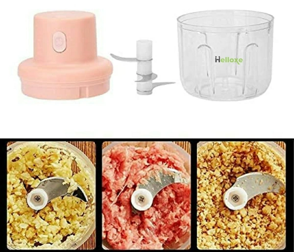 Electric Mini Food Chopper 250 ML with USB Charging for Spice Meat Vegetable Nuts Onion Pepper - Golden Grass