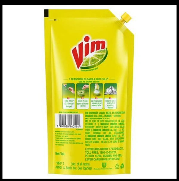 Dishwash Liquid Gel- Lemon  - 10AM-08PM, 500Gram