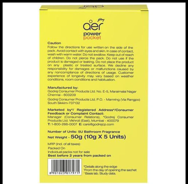 Power Packet - Bathroom Air Fiagrance, Assorted  - 10AM-08PM, 10Gram (5packet)