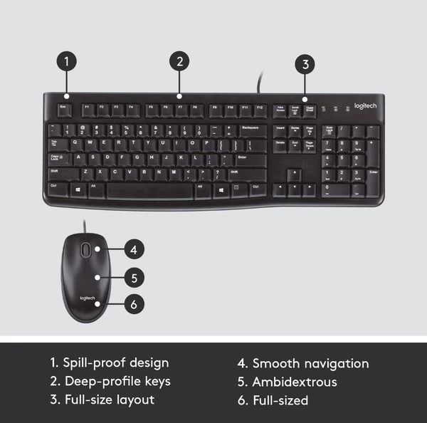 Logitech Media Combo MK200 Full-Size Keyboard and High-Definition Optical Mouse - 10AM - 08PM