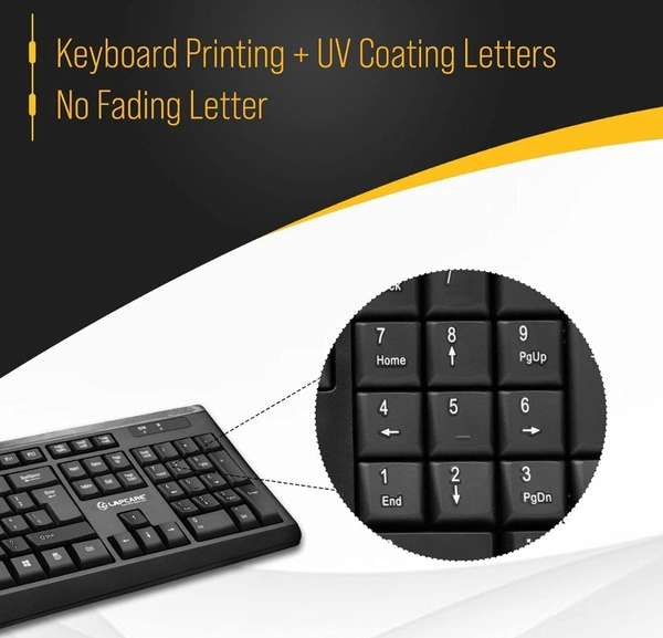 LAPCARE L901 Wireless Keyboard and Mouse Combo with Auto Sleep || Wireless Membraned Keyboard and 1200 DPI Mouse Combo (Black) - 10AM-08PM