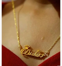 Brand: YAM ARTS 83YAM ARTS Personalized / Customized Single Name Crown & Heart Brass Necklace / Pendant With Ur Name Or Love One Name With 24K Gold Plating And Lazer Engraved Finish For Unisex Adult - Delivery Upto 7 To 8 Days