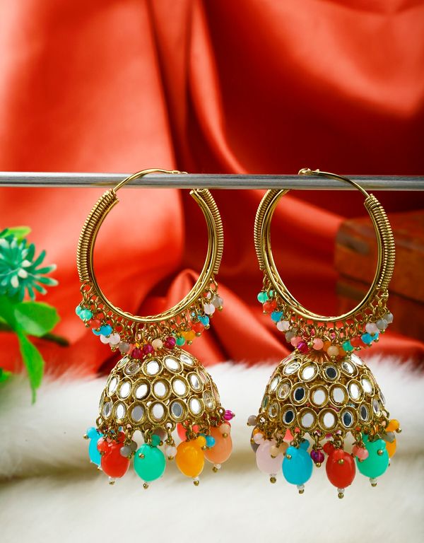 Multi Colour Traditional Jhumka Earrings | Designer Jhumki Bali Earrings For Stylish Women & Girls