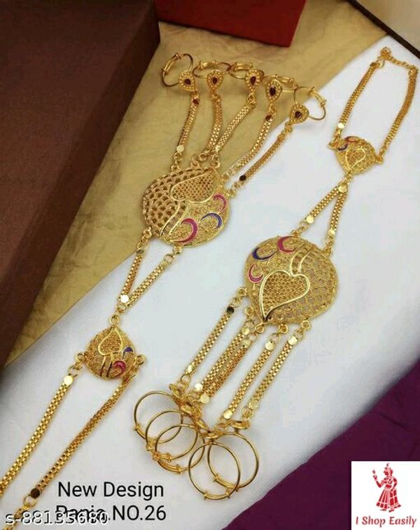 Gold Plated Set Of 2 Meena Work Handcuff