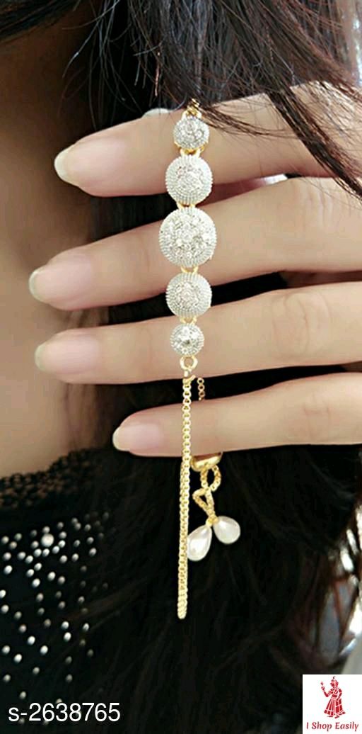 Stylish Adjustable American Diamond Bracelet (Free Size) Round Shape f –  Kallos Jewellery
