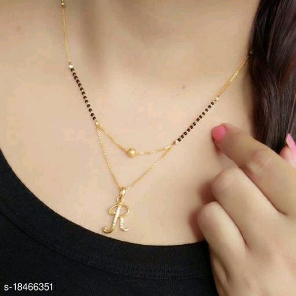 R Letter Gold Plated Mangalsutra For Women