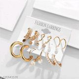 Jewels Galaxy Gold Plated Contemporary Studs And Hoop Earrings Set Of 6