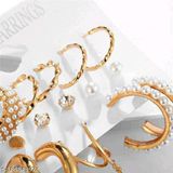 Jewels Galaxy Gold Plated Contemporary Studs And Hoop Earrings Set Of 6