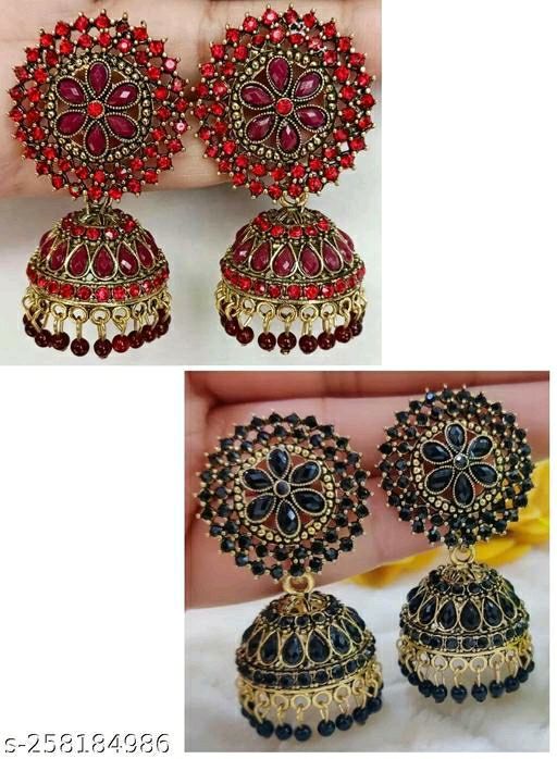 Buy Online Beautiful Meenakari Peacock Earrings in Red Color