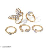 Jewels Galaxy Jewellery Gold Plated Gold-Toned Rings Set Of 5