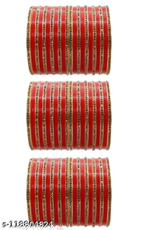GST Red color Bracelet & Bangles - 3 Set - Size