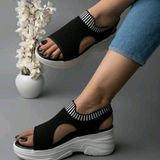 Lightweight Comfortable Dailywear And Trendy Flatforms Black Sandals - IND-7