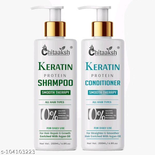 Keratin Smooth Shampoo And Conditioner With Keratin And Argan Oil 200 ml - Pack Of 2