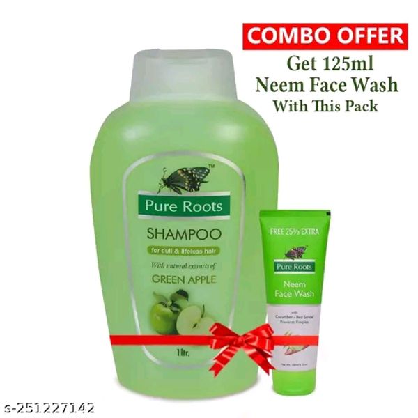 Green Shampoo 1000ml With 125ml Neem Face Wash