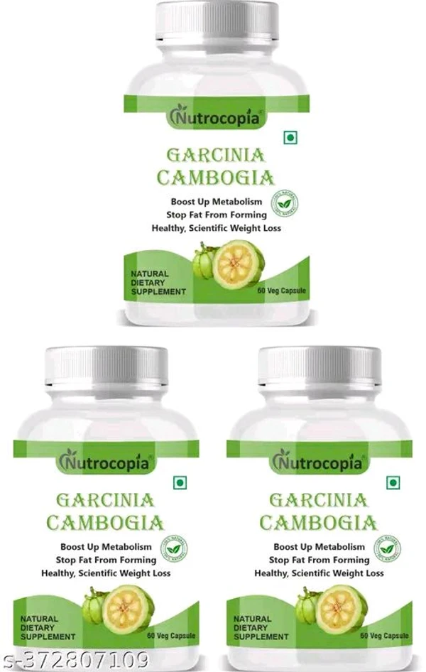 Nutrocopia Garcinia Cambogia Natural  Fat Burner Weight Loss Capsules - Pack Of 3