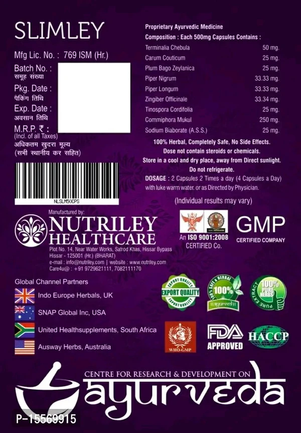 Nutriley Slimley Fat Burner Capsules - 50 Capsules