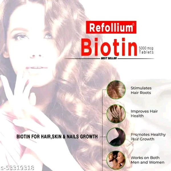 Refollium Biotin 5000 mcg Maximum Strength For Hair Growth, Skin And Nails