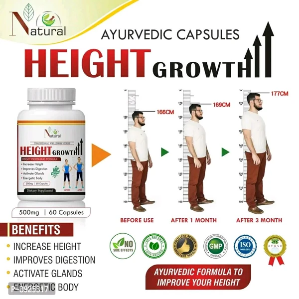 Natural Height Growth Herbal Capsules - 50 Capsules