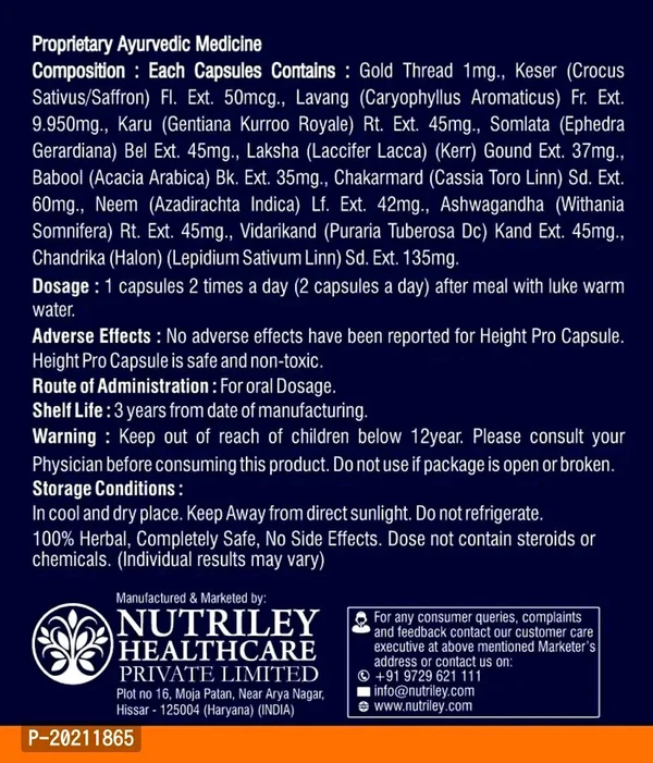 Nutriley Height Pro Capsule - 60 Capsules