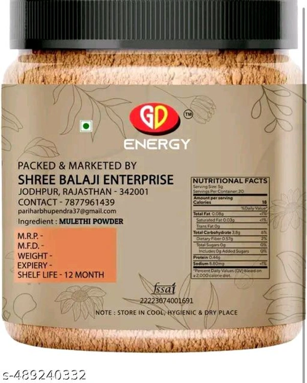 GD ENERGY Mulethi Powder 100g