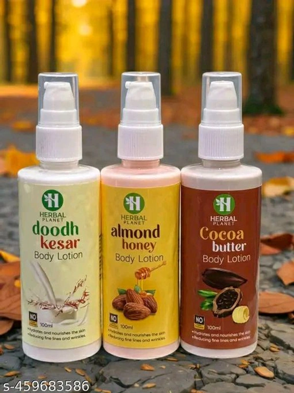 Herbal Planet Doodh Kesar,Honey Almond,Cocoa Butter Body Lotion - Pack Of 3 (Each 100ml)