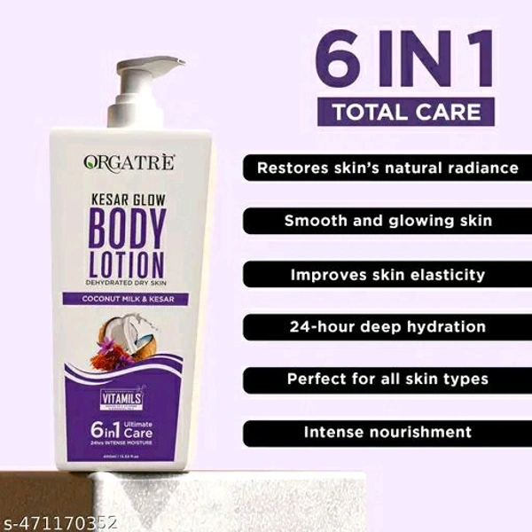 Orgatre 6 In 1 Kesar Glow With Vitamin E Body Lotion 400ml