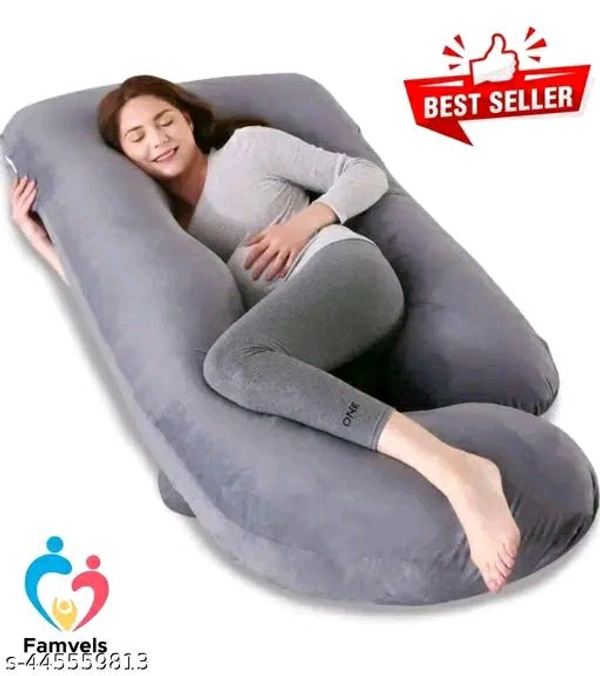 FAMVELS Ultra Soft Cotton Hollow Fibre J Shaped Maternity Pillow