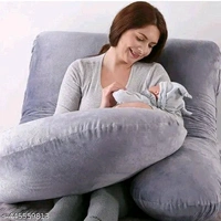 FAMVELS Ultra Soft Cotton Hollow Fibre J Shaped Maternity Pillow