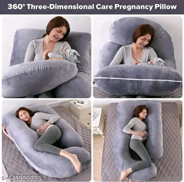 FAMVELS Ultra Soft Cotton Hollow Fibre J Shaped Maternity Pillow
