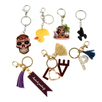Trendy Designer Assorted Keychains (Mix Design / 5 Pc) - Multi
