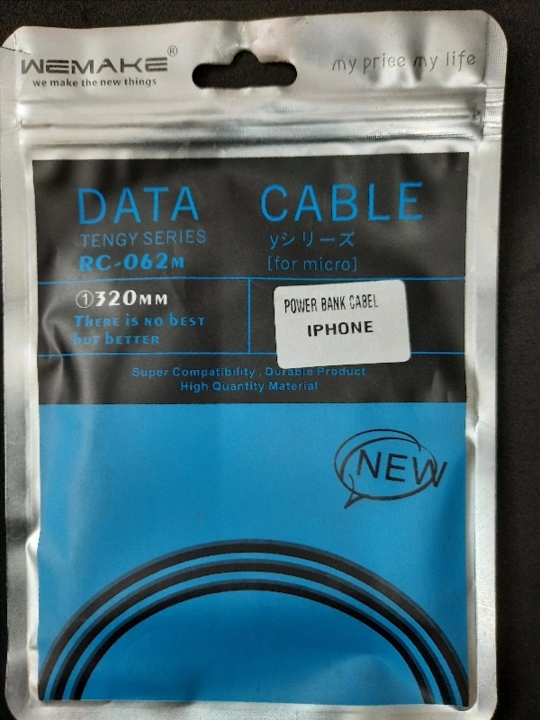 WEMAKE Data CABLE POWER BANK CABLE IPHONE WHITE
