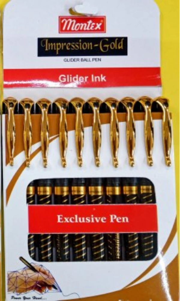 Montex impression Black gold pen pack of 10