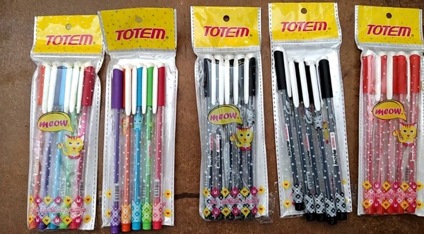 TOTEM (WRI PENS) Meow Ball , Blac, Red Pen Set - 15 Pieces